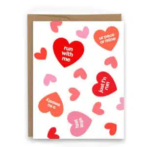 Valentine's Day card for runners conversation hearts