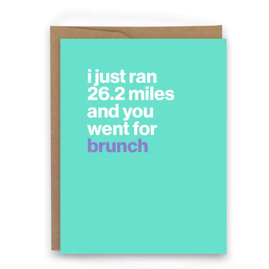 you went for brunch thank you card from runner thank you card supporter card marathon card
