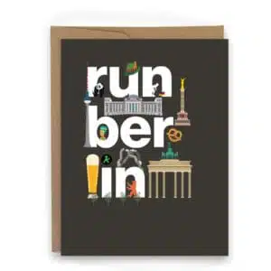 Berlin Marathon course landmarks Berlin Marathon card Run Berlin Marathon Good luck card for Berlin Marathon run