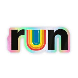 Run rainbow holographic sticker