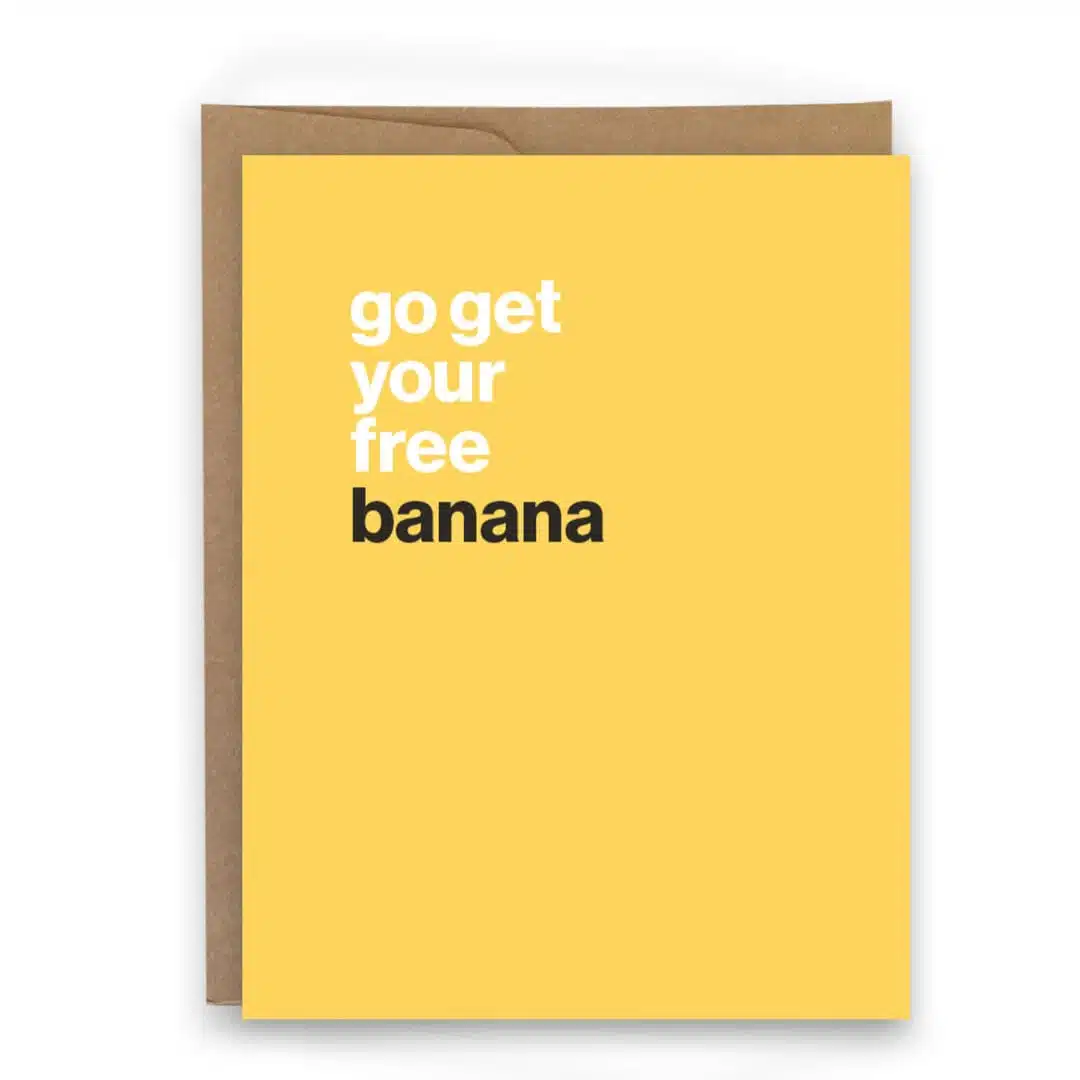go get your free banana humorous card for runners card for marathon card for road racing banana at the finish line