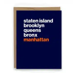 card for runners doing the NYC marathon going through the five boroughs