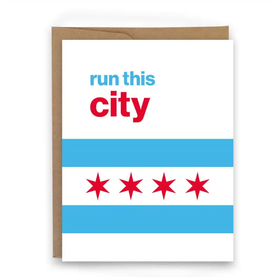 Chicago flag card for runners Run this city