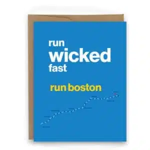 card with Boston marathon course for Boston marathon
