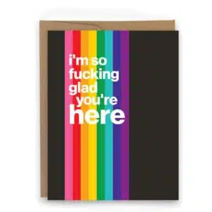 i'm so fucking glad you're here LGBTQ pride card for athletes ally card for athletes ally card for running ally card for marathon LGTBQ+ card