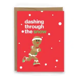 Christmas holiday greeting card for runners, running gingerbread man