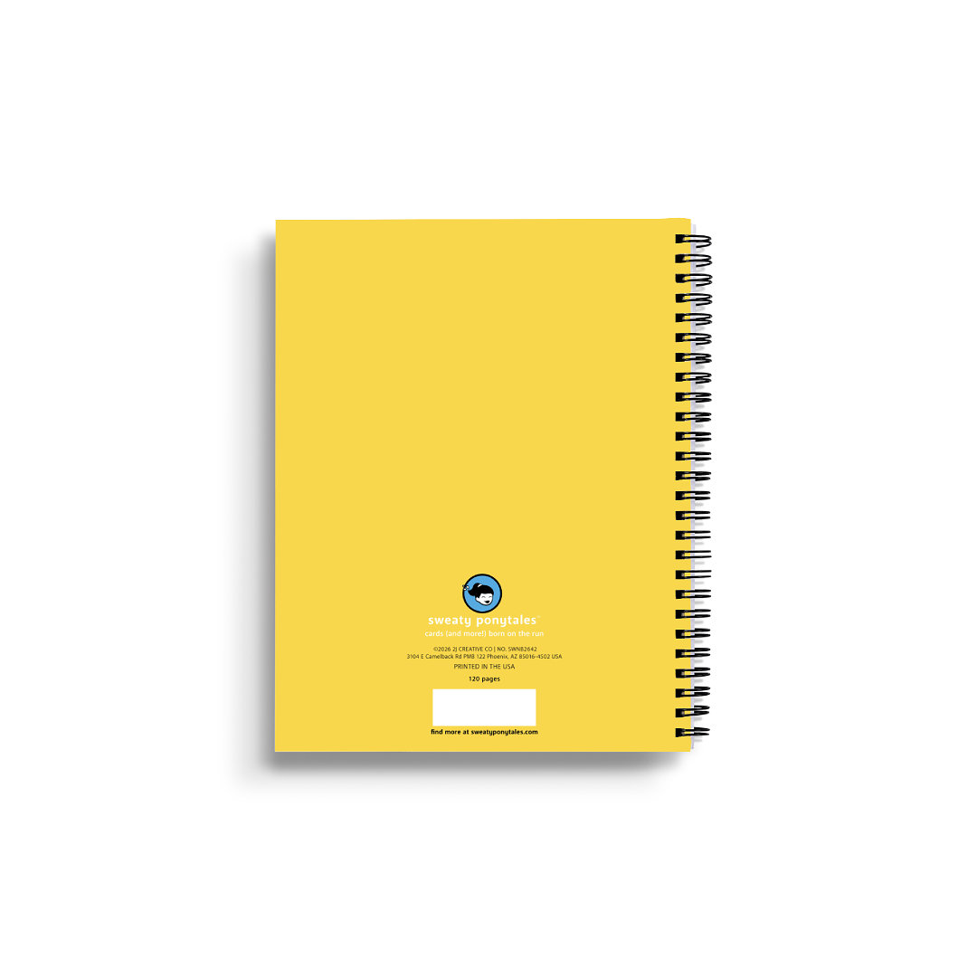 Sweaty Ponytales, notebook for runners, All I Need is Coffee and a Run, back